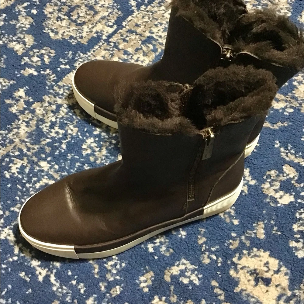 J/SLIDES, Dark Chocolate Brown, Fur-Lined Winter Boots